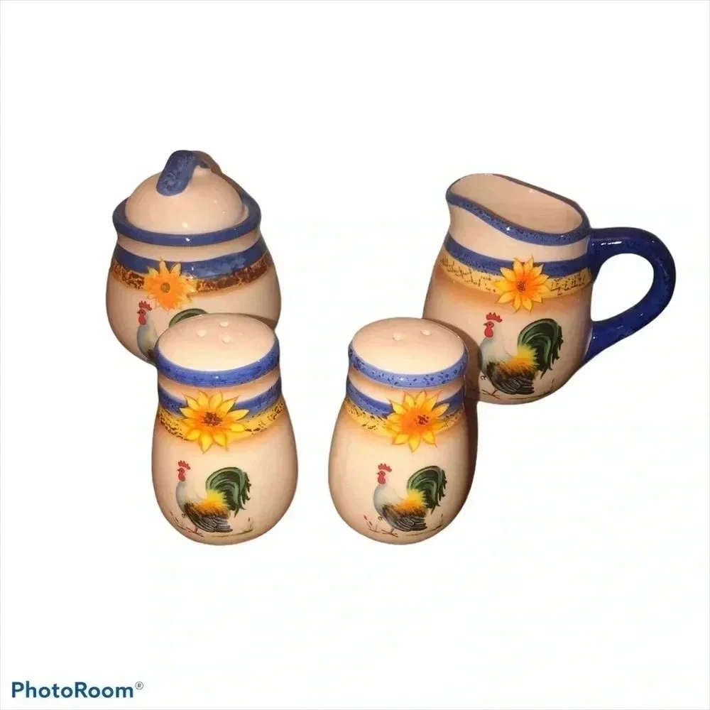 4 pc accessory set cream & sugar-salt and pep